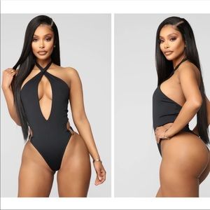 Fashion Nova black monokini with cut out